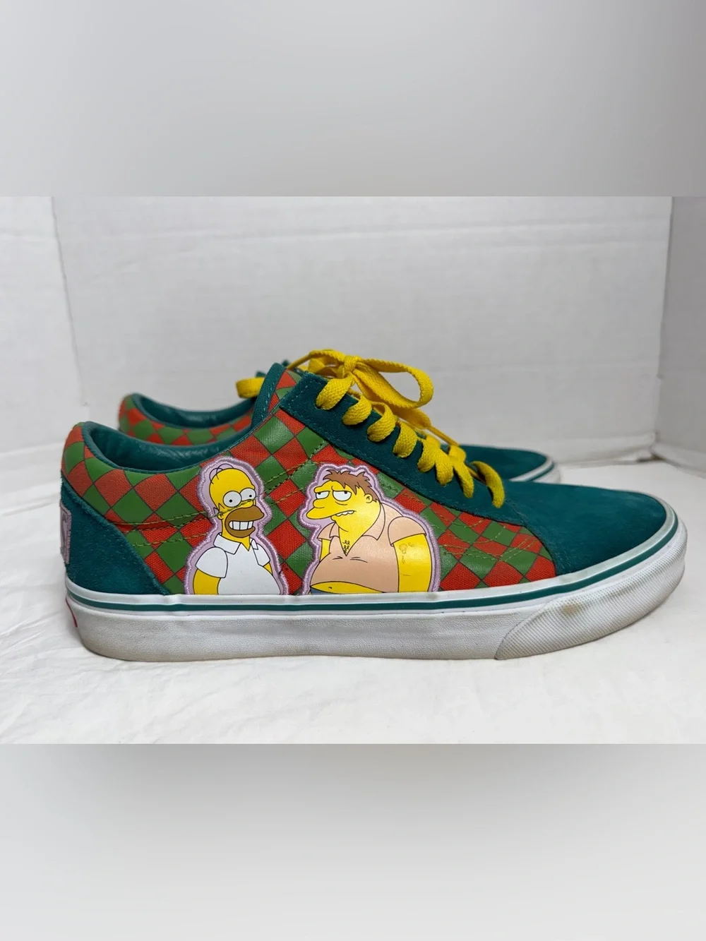 Vans The Simpsons Green, Red & Yellow Argyle Low-Top Sneakers